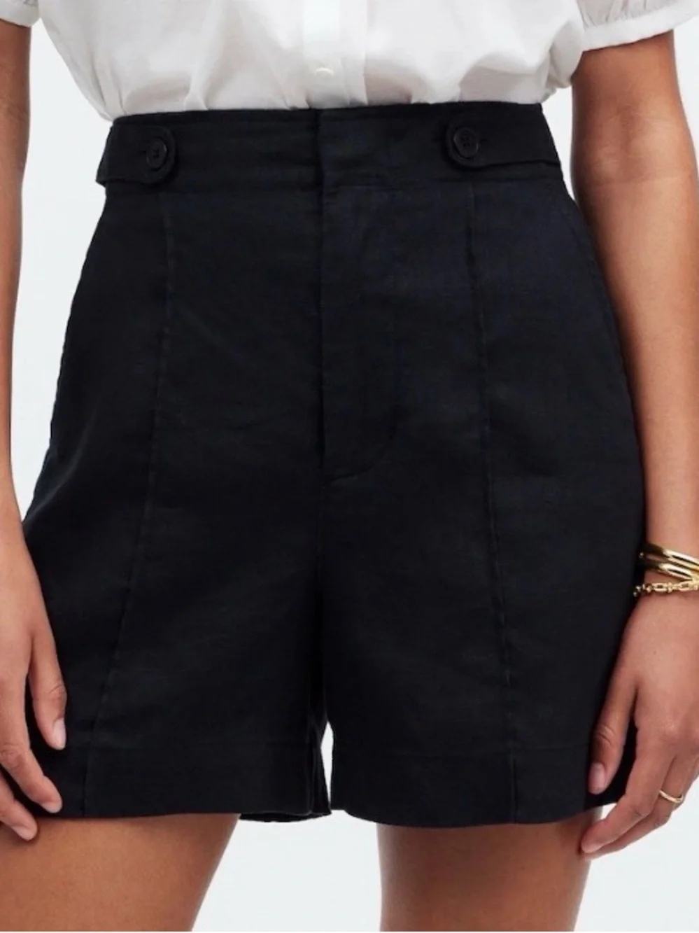 Madewell Clean Button-Tab Shorts in 100% Linen